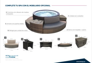 Mueble para spa circular exterior/Bar with shelves