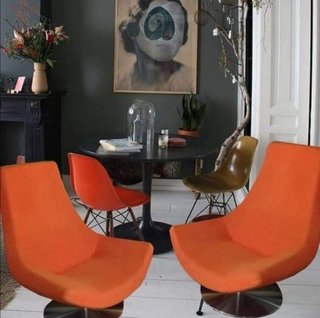 Coppia poltrone girevoli tessuto arancio