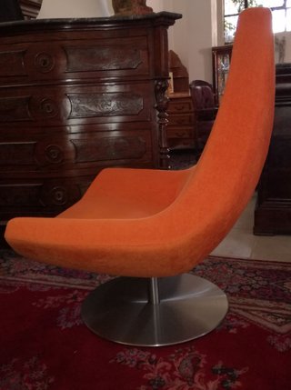 Coppia poltrone girevoli tessuto arancio