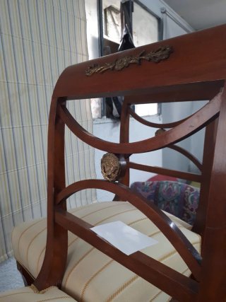 Par de sillas vintage madera y tela