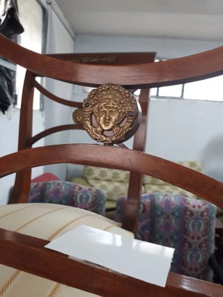 Par de sillas vintage madera y tela