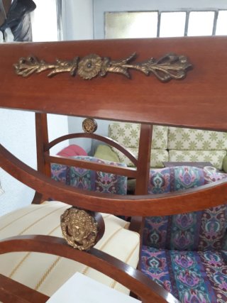 Par de sillas vintage madera y tela