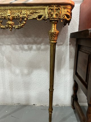 Consola y Espejo Luis XV Bronce y Mármol