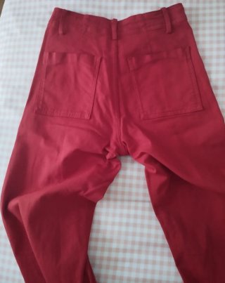 Pantalón Zara Rojo Talle Alto
