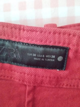 Pantalón Zara Rojo Talle Alto