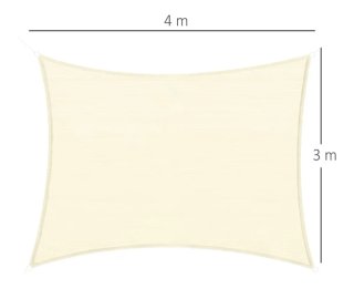 Toldo Vela Rectangular Outsunny 4x3m color crema