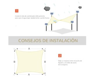 Toldo Vela Rectangular Outsunny 4x3m color crema