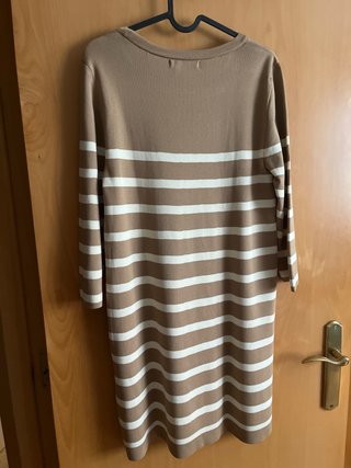 Vestido rayas marrón y blanco Stradivarius XL