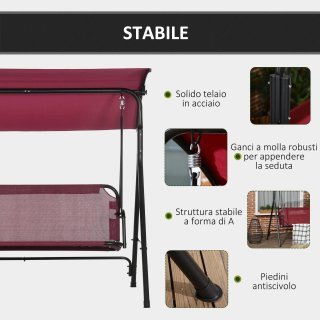 Dondolo da Giardino 3 Posti in Acciaio con Tetto P
