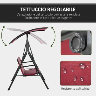 Dondolo da Giardino 3 Posti in Acciaio con Tetto P
