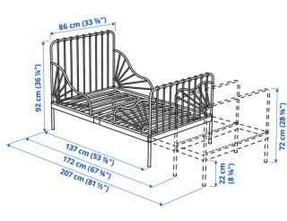 Cama individual blanca con somier y colchón