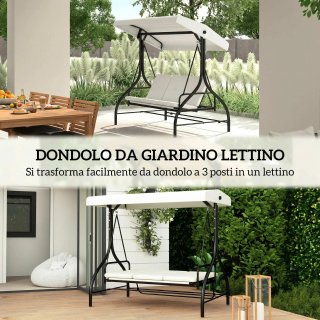 Dondolo Letto da Giardino 3 Posti con Tettuccio Re