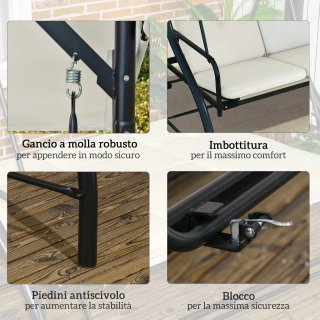 Dondolo Letto da Giardino 3 Posti con Tettuccio Re