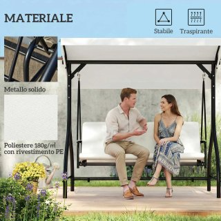 Dondolo Letto da Giardino 3 Posti con Tettuccio Re