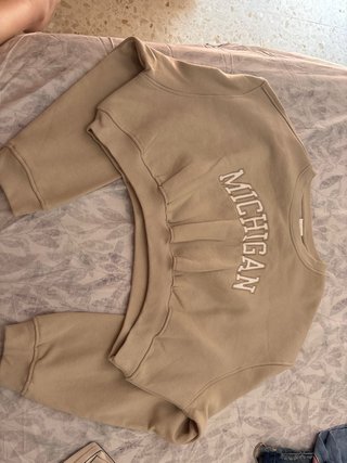 Sudadera Beige Michigan Crop Top