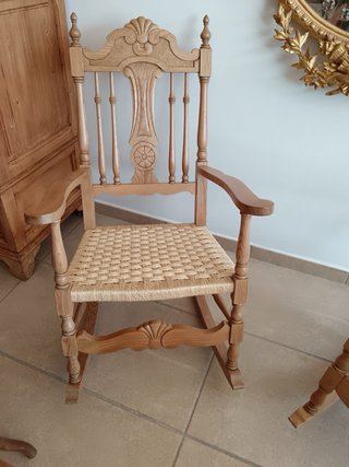 Mecedora madera y yute restaurada