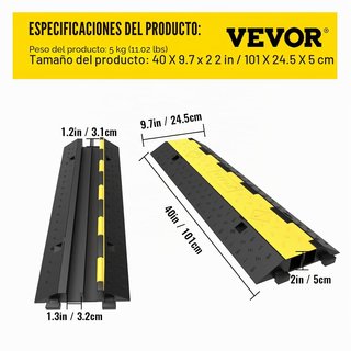 VEVOR Rampa de Protección de Cable 5 Piezas 2 Vías