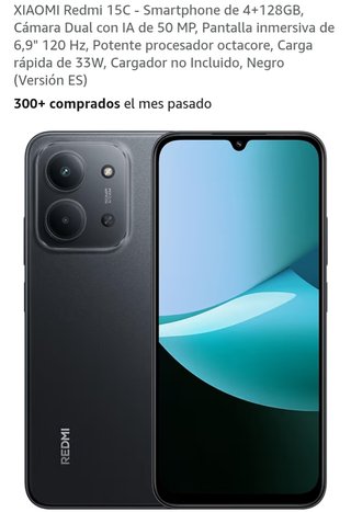 Xiaomi Redmi 15C 4+128GB Negro