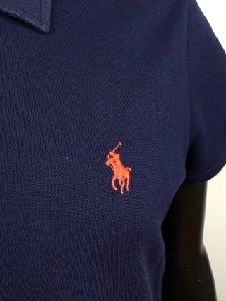 Ralph Lauren Polo Donna L Blu Cotone Piqué Logo
