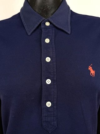 Ralph Lauren Polo Donna L Blu Cotone Piqué Logo
