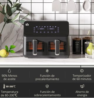 Freidora sin Aceite Doble 8L 2500W