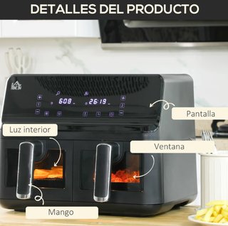 Freidora sin Aceite Doble 8L 2500W