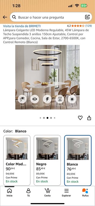 Lámpara Colgante LED Moderna Regulable 45W