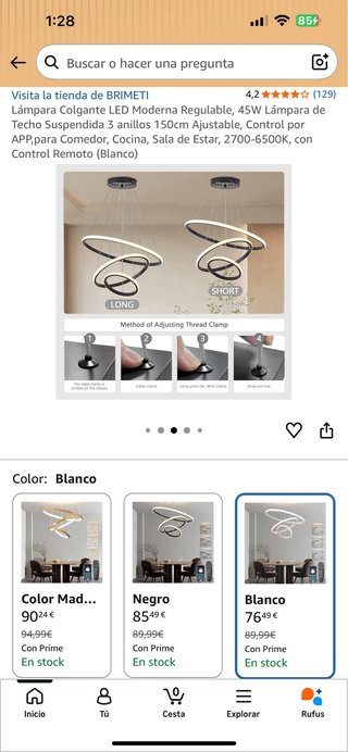 Lámpara Colgante LED Moderna Regulable 45W