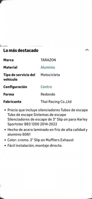 Colas de escape Harley-Davidson nuevas