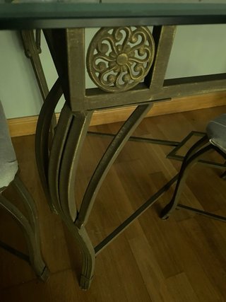 Conjunto Comedor Hierro Forjado y Cristal