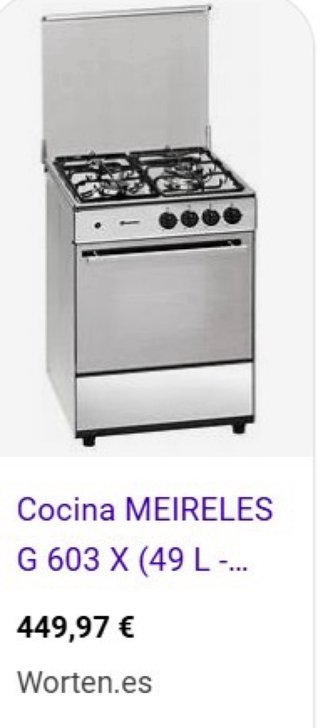Horno cocina Meireles de gas
