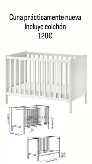 Cuna prácticamente nueva + colchón 120€