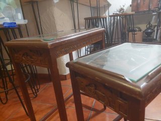 Lote 4 Mesitas Orientales Madera Tallada a mano