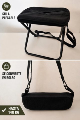 Silla Plegable Bolso 2 en 1 | Hasta 140 kg