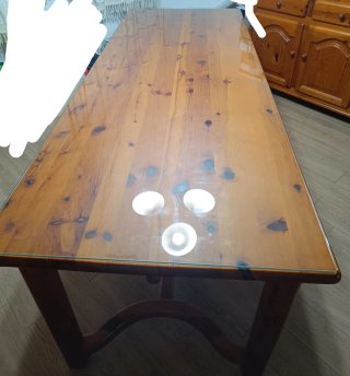 Mesa comedor madera y cristal (regalo 6 sillas)