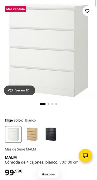 Cómoda blanca de madera