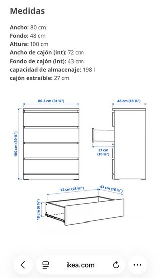 Cómoda blanca de madera