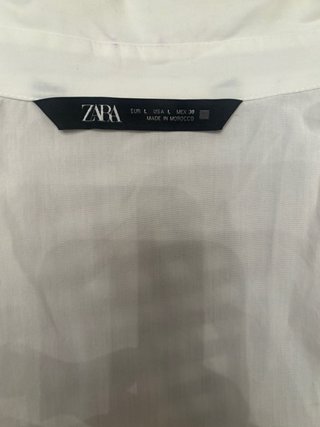 Camisa Zara Blanca Manga Larga Volante