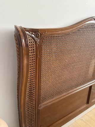 Cabecero antiguo mimbre y madera para cama de 150