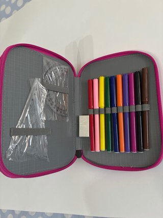 Estuche Escolar Kappa Cuadros Rosa