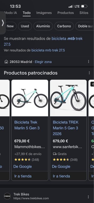Bicicleta Trek Marlin 5 27.5 Talla S
