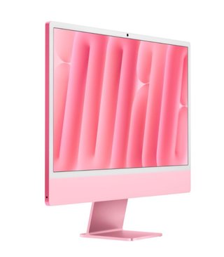 Computer rosa e bianco