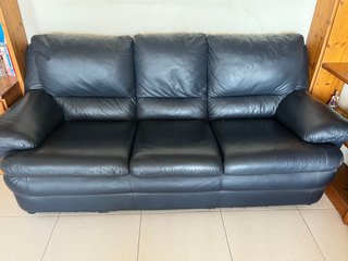 Sofá de piel negro 3 plazas