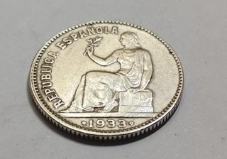 Moneda plata 1 Peseta 1933*34 República Española