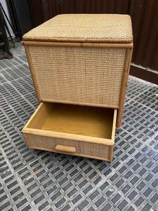 Baúl Asiento Mimbre con Cajón