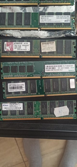 Módulos RAM DDR 512MB (Kingston, Apacer, Elixir)