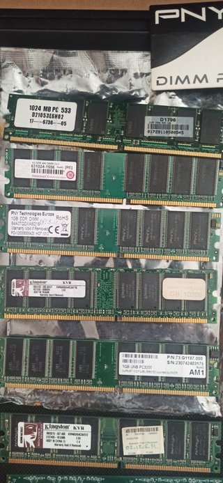 Módulos RAM DDR 1GB Kingston,PNY, Transcend