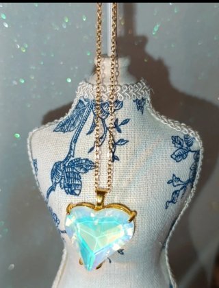Collar Corazón Blanco Acero Dorado 48cm