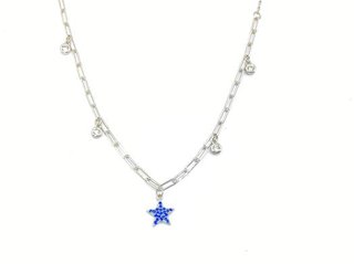 Collar Plata 925 Estrella Azul Circonita