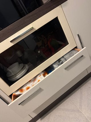 Mueble de salón madera y cristal (con estanterias)